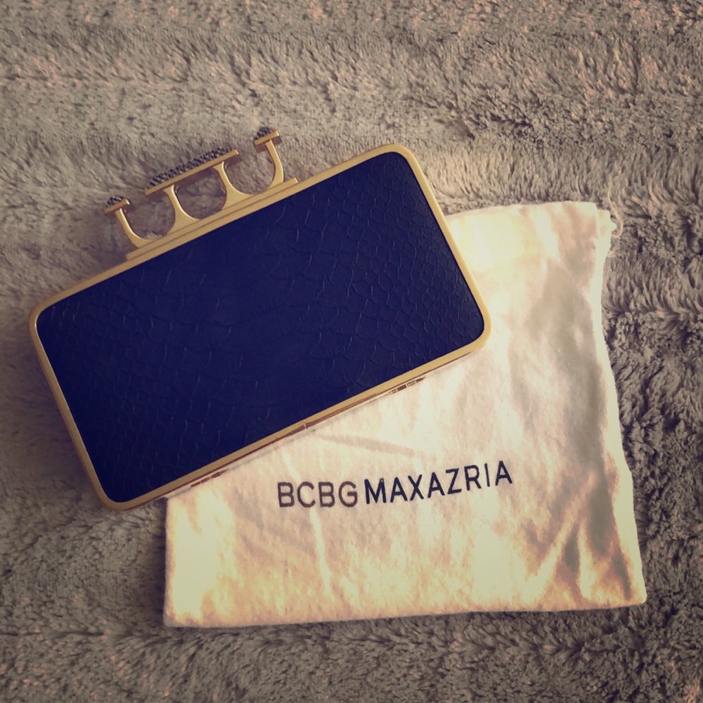 BCBGMAXAZRIA knuckle-ring embossed clutch